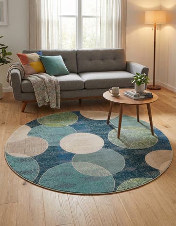8' x 8' Washable Theia Round Rug