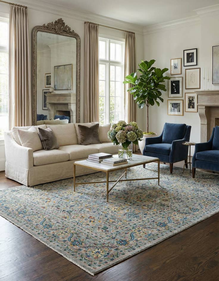 Detail image of 7' 10 x 9' 11  Hand Knotted Ziegler Rug