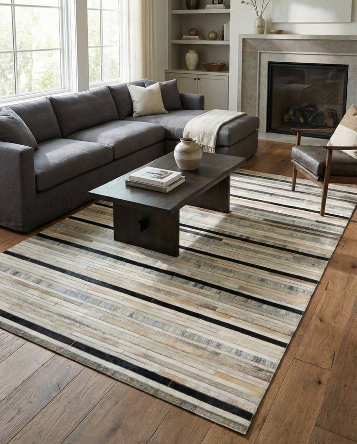 Detail image of 5' 1 x 8' 1 Cowhide - Patchwork Rug