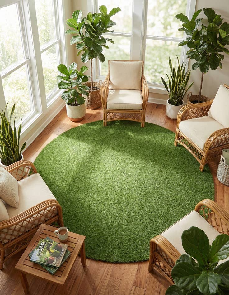 Detail image of 10' x 10'  Washable Grass Indoor / Outdoor Square Rug