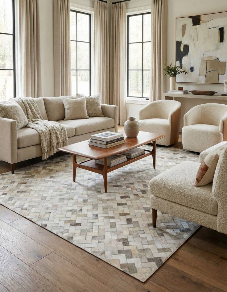 Detail image of 6' x 9' Cowhide Stocks Rug