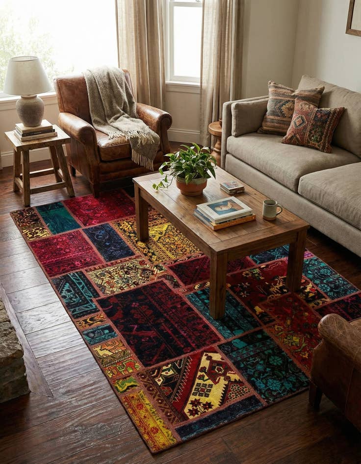 Detail image of  5' 7 x 8'  Hand Knotted Ultra Vintage Persian Wool Rug