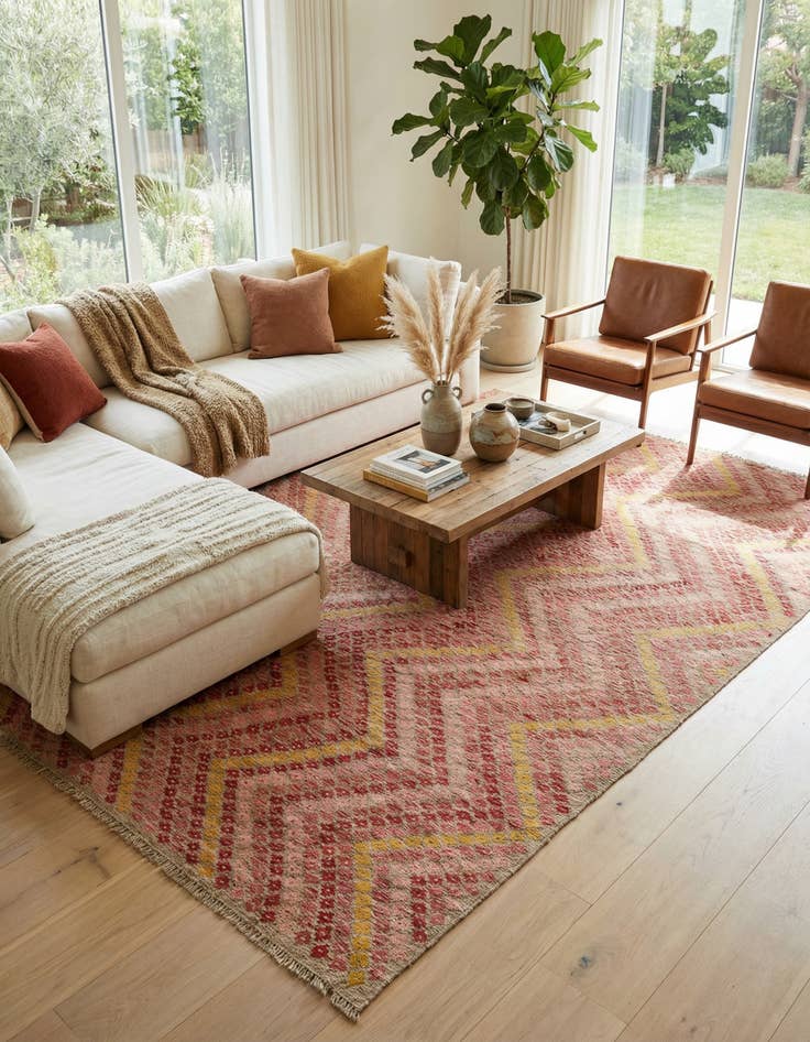 Detail image of 8' 7 x 11' 5 Hand Woven Kilim Modern Wool Rug