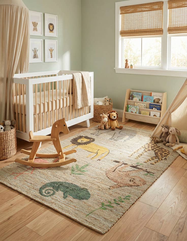 Detail image of  4' 1 x 6' 1  Hand Woven Chenille Jute Rug