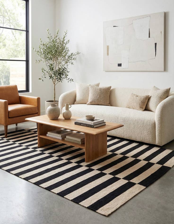 Detail image of 4' 4 x 5' 10  Hand Woven Kilim Modern Wool Rug