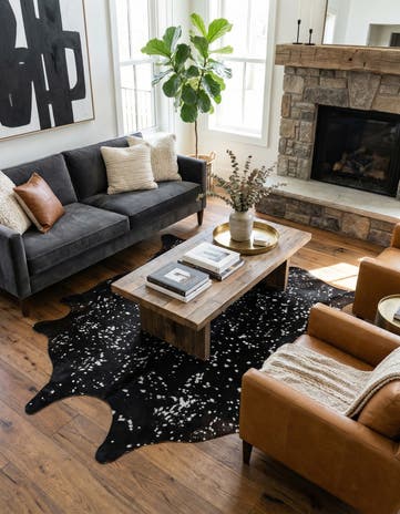 6' 6 x 6' 7 Cowhide Leather Square Rug