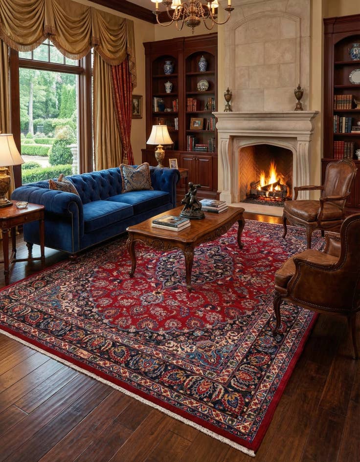 Detail image of  9' 7 x 12' 5 Mashad Wool Rug