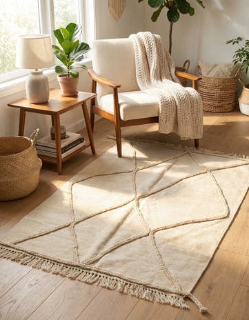 3' 5 x 5' Hand Knotted Moroccan Wool Rug
