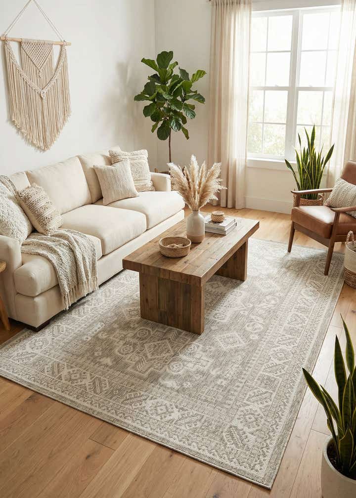 5' 3 x 8' Easy-Clean Aztec Indoor / Outdoor Rug