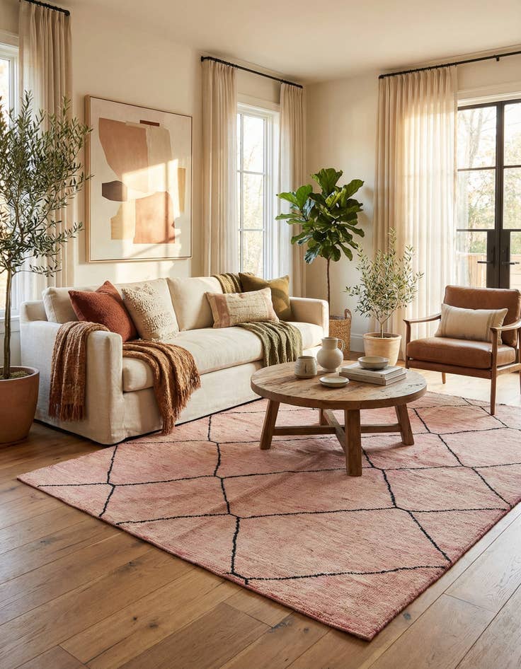 Detail image of 5' 9 x 8'  Hand Knotted Moroccan Wool Rug