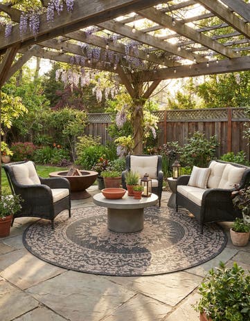 10' x 10' Easy-Clean Traditional Indoor / Outdoor Round Rug