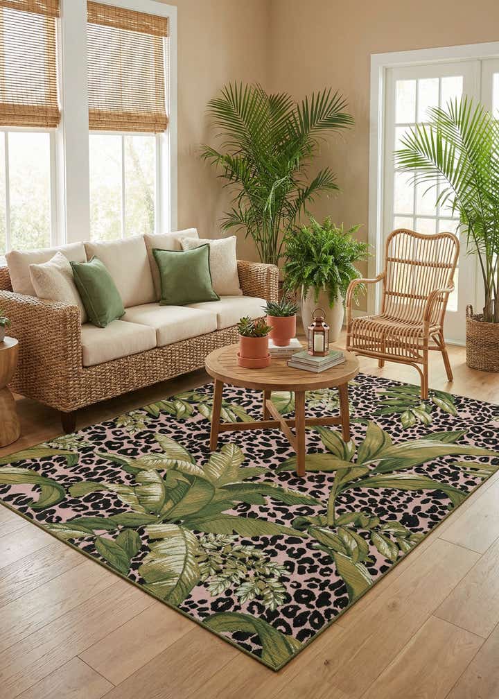 6' x 9' Easy-Clean Botanical Indoor / Outdoor Rug