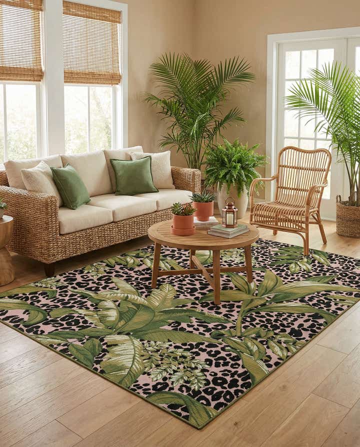 6' x 9' Easy-Clean Botanical Indoor / Outdoor Rug