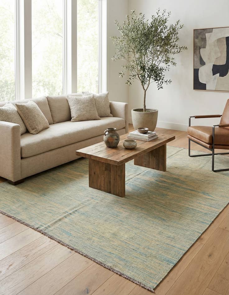 Detail image of 4' 10 x 6' 5 Hand Woven Kilim Modern Wool Rug