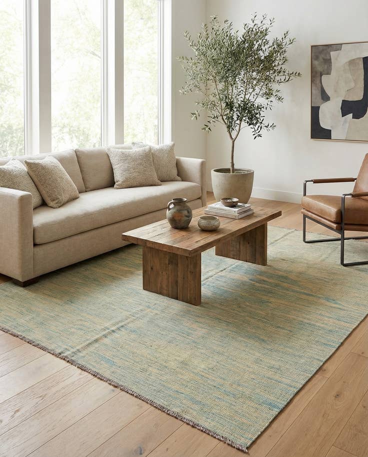 Detail image of 4' 10 x 6' 5 Hand Woven Kilim Modern Wool Rug