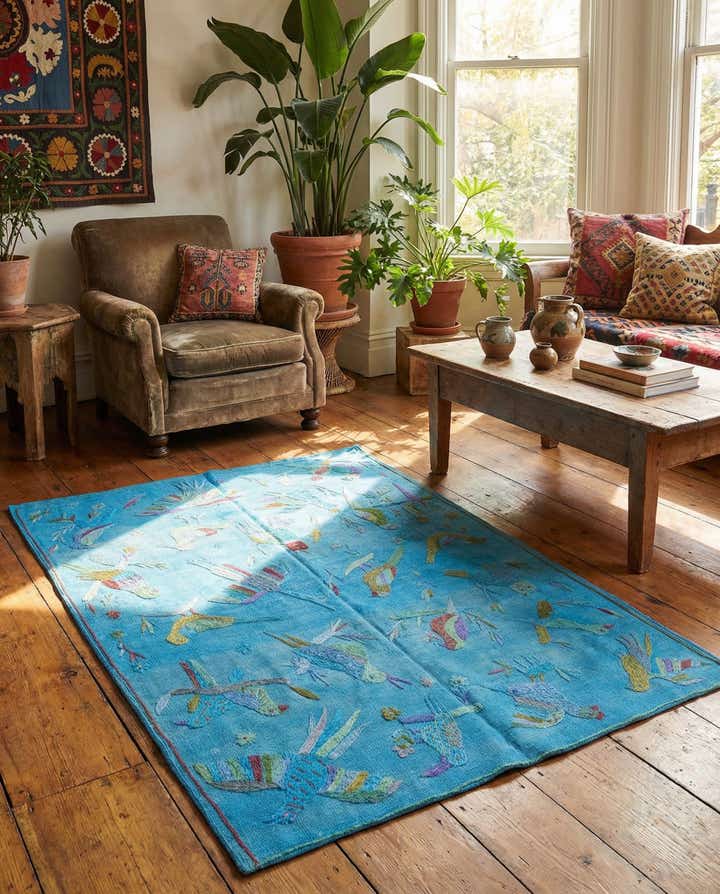 120cm x 170cm Hand Woven Kilim Suzani Wool Rug