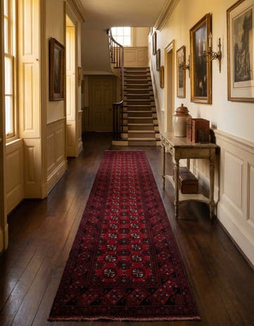 2' 7 x 18' 8 Hand Knotted Afghan Akhche Wool Runner Rug