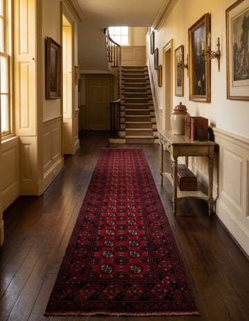 2' 7 x 18' 8 Hand Knotted Afghan Akhche Wool Runner Rug