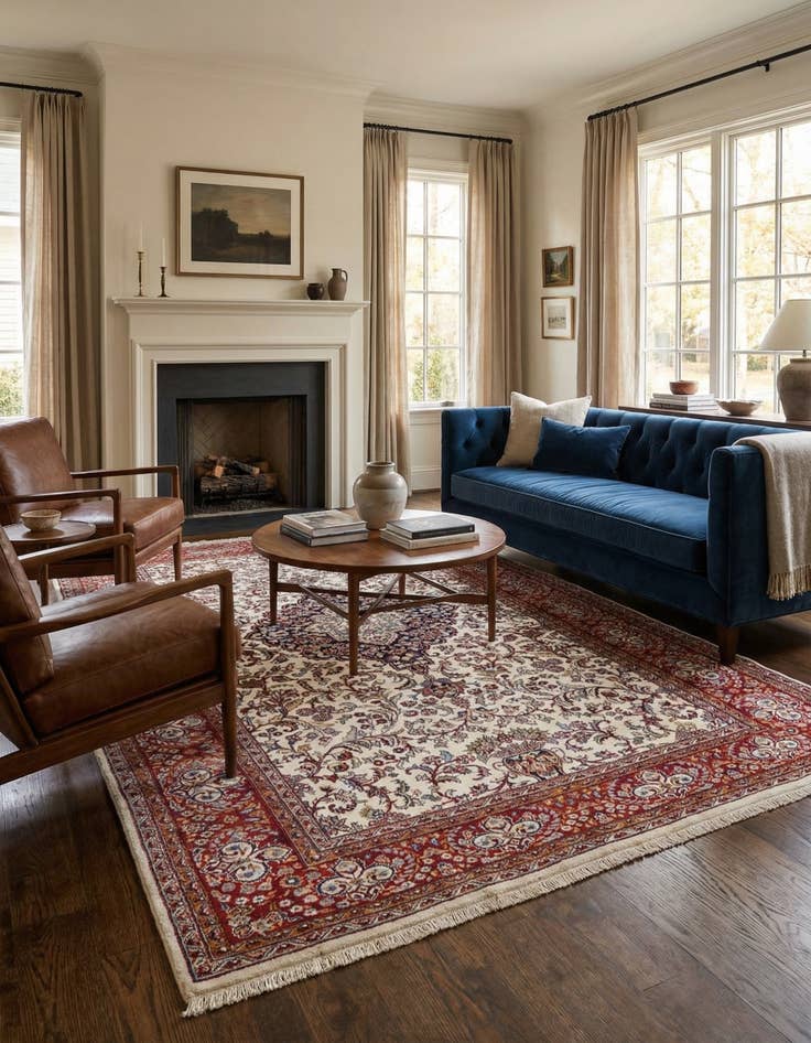 Detail image of  6' 10 x 10' 8  Hand Knotted Kashan Wool Rug