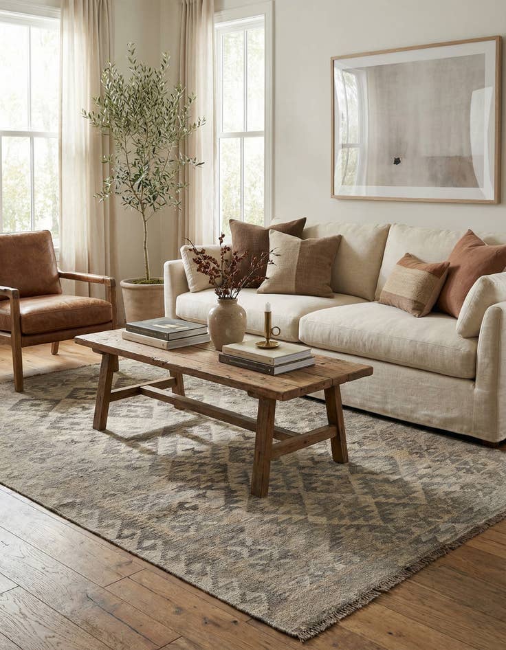 Detail image of 4' 1 x 6'  Hand Woven Kilim Maymana Wool Rug