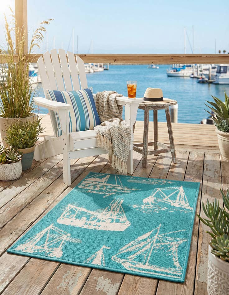 Detail image of 2' x 3'  Washable Coastal Indoor / Outdoor Rug