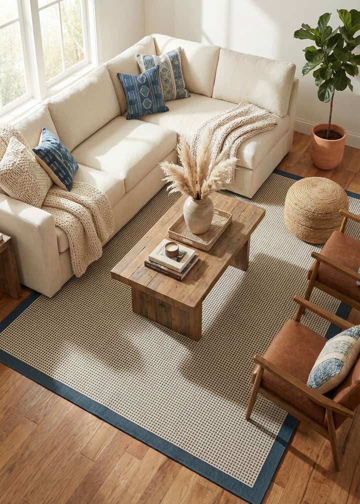 9' x 12' Easy-Clean Border Indoor / Outdoor Rug