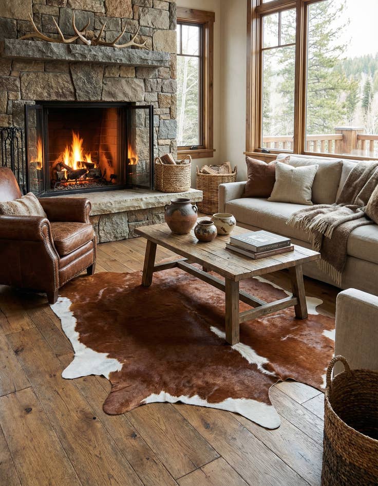 Detail image of 7' x 7' 6 Cowhide Leather Freeform Rug