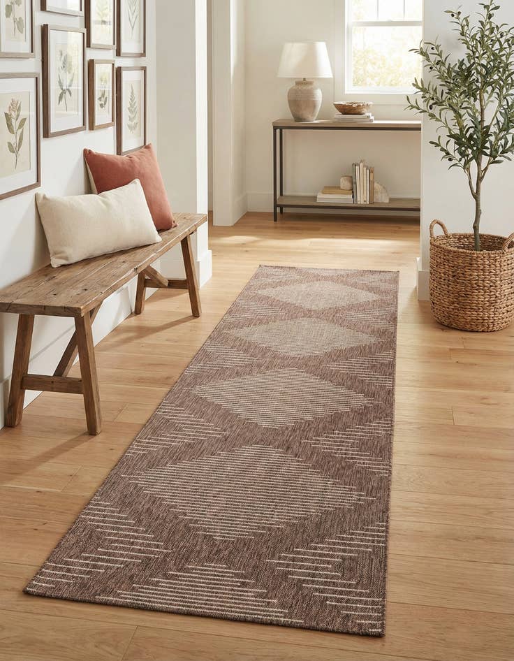 Detail image of  3' 3 x 14'  Washable Modern Indoor / Outdoor Runner Rug