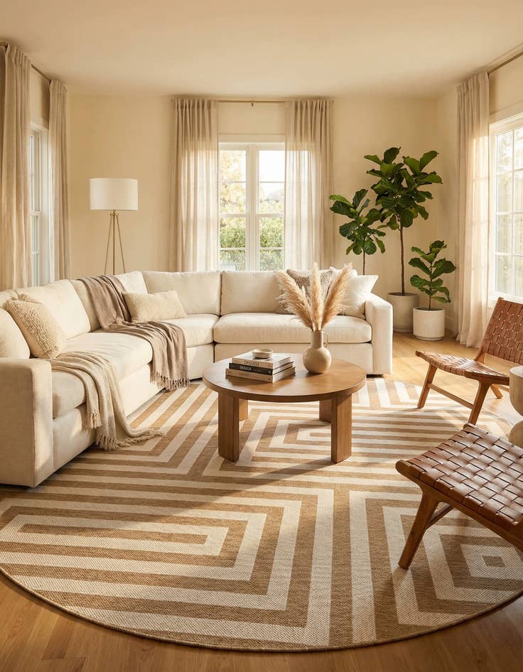 Detail image of  13' x 13'  Washable Modern Indoor / Outdoor Round Rug