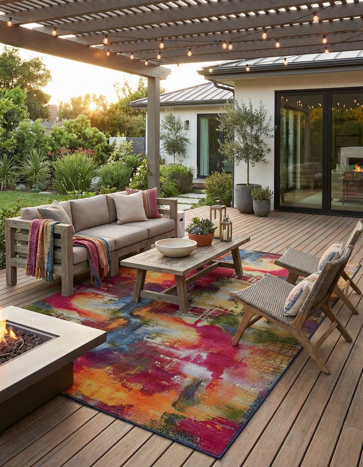 Detail image of 8' x 11' 4  Washable Modern Indoor / Outdoor Rug