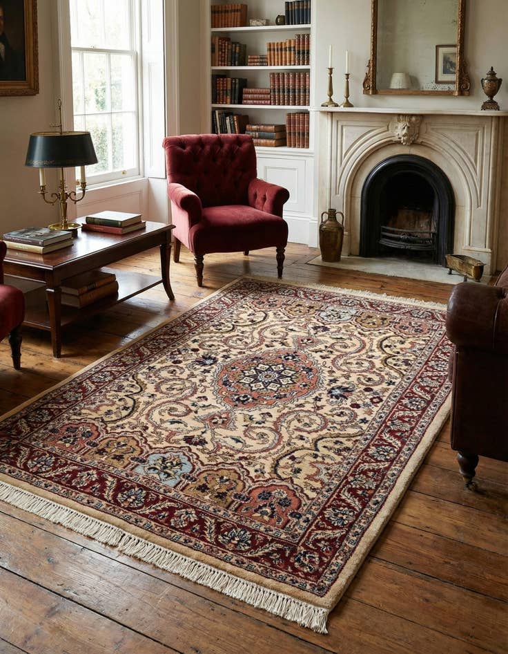 Detail image of 4' x 5' 10  Hand Knotted Jaipur Wool Rug