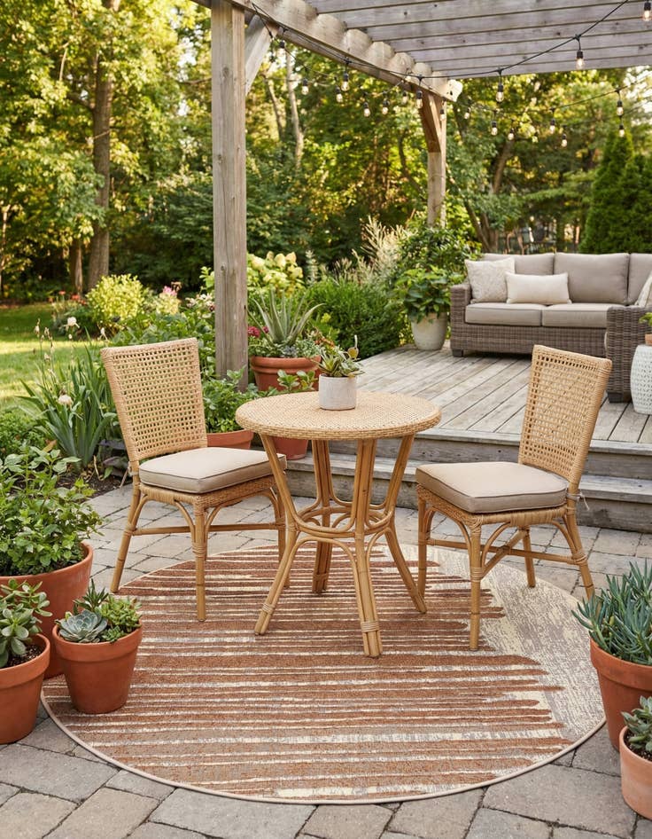 Detail image of 4' x 4'  Washable Modern Indoor / Outdoor Round Rug