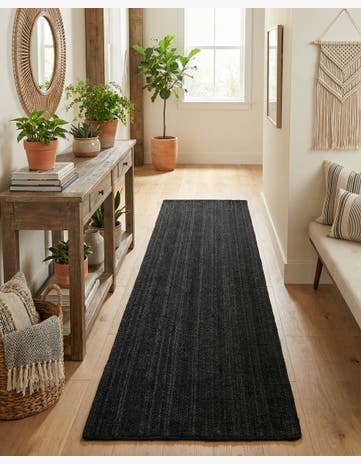 Black Handmade Braided Jute Runner Rug