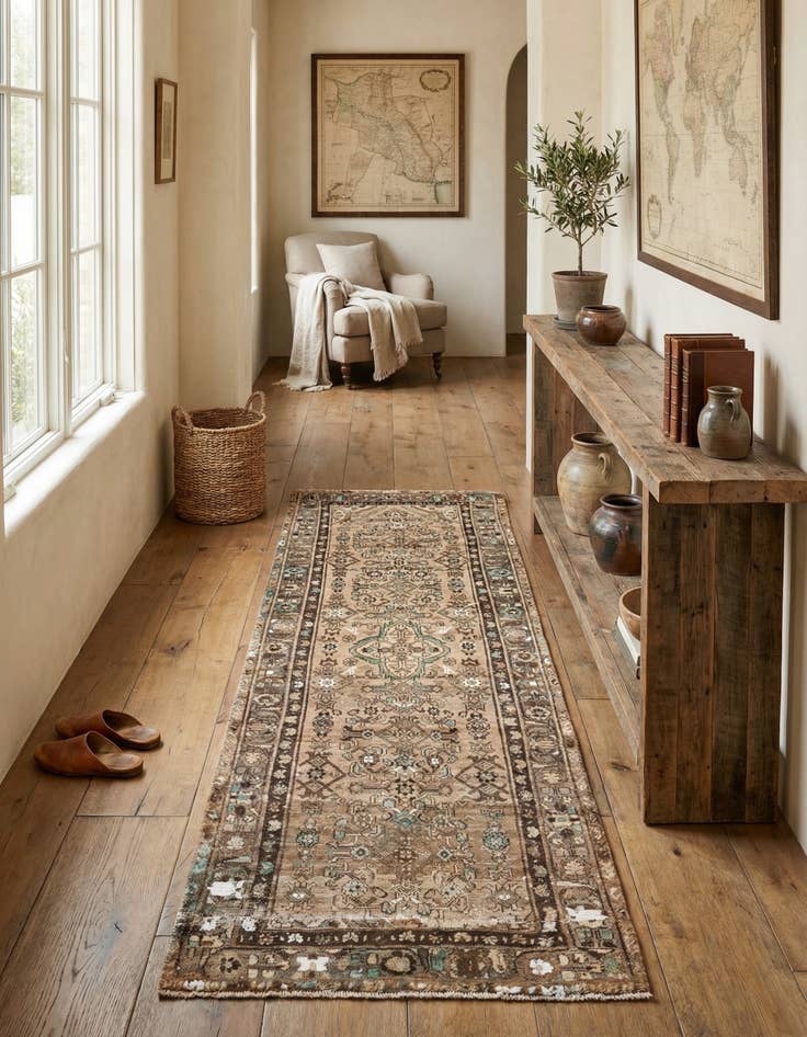 Detail image of 3' 5 x 9' 5  Hand Knotted Ultra Vintage Persian Wool Runner Rug