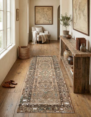 3' 5 x 9' 5 Hand Knotted Ultra Vintage Persian Wool Runner Rug