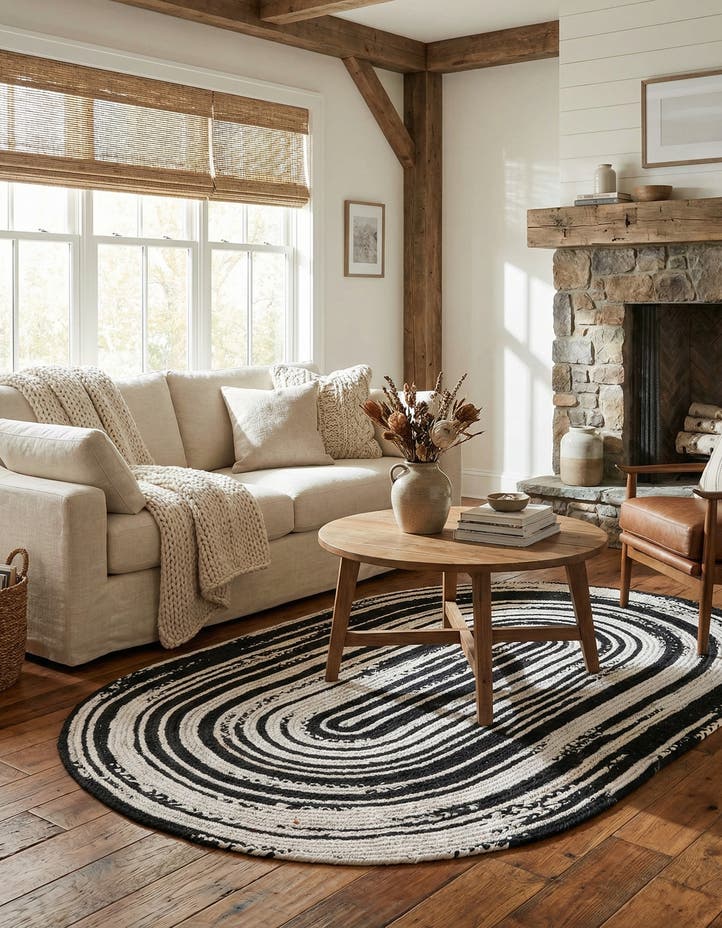 5' 1 x 8' Handmade Braided Chindi Oval Rug