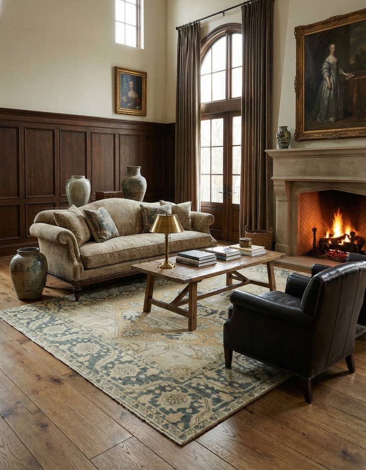 Detail image of 7' 1 x 10'  Hand Knotted Peshawar Ziegler Wool Rug