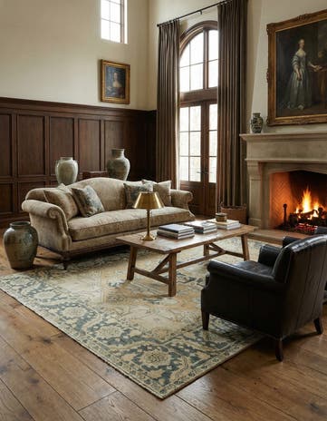 7' 1 x 10' Hand Knotted Peshawar Ziegler Wool Rug