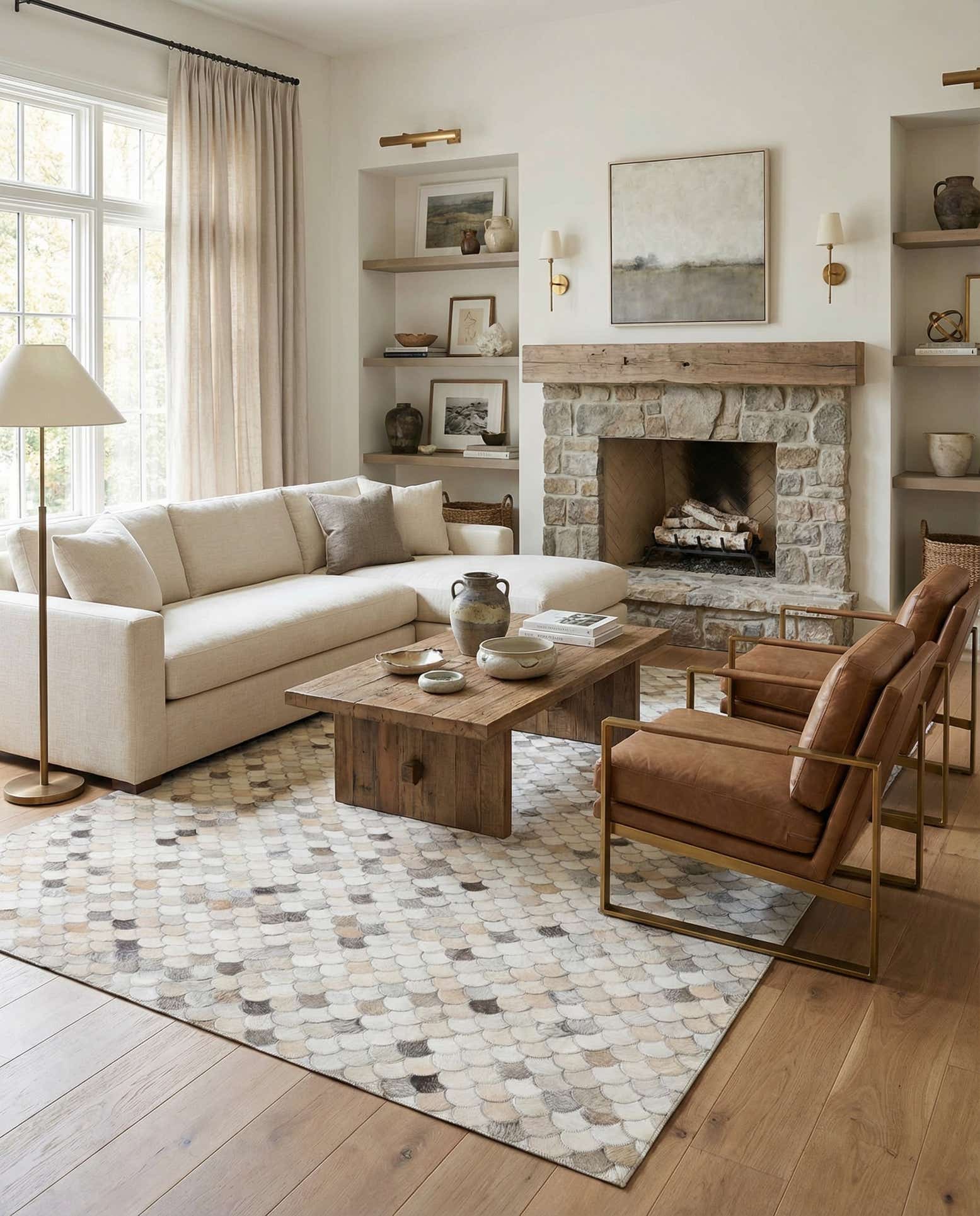 5' x 8' 2 Cowhide Leather Rug