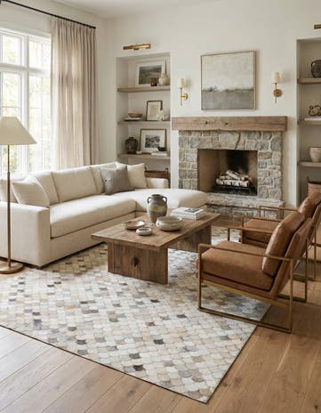 5' x 8' 2 Cowhide Leather Rug