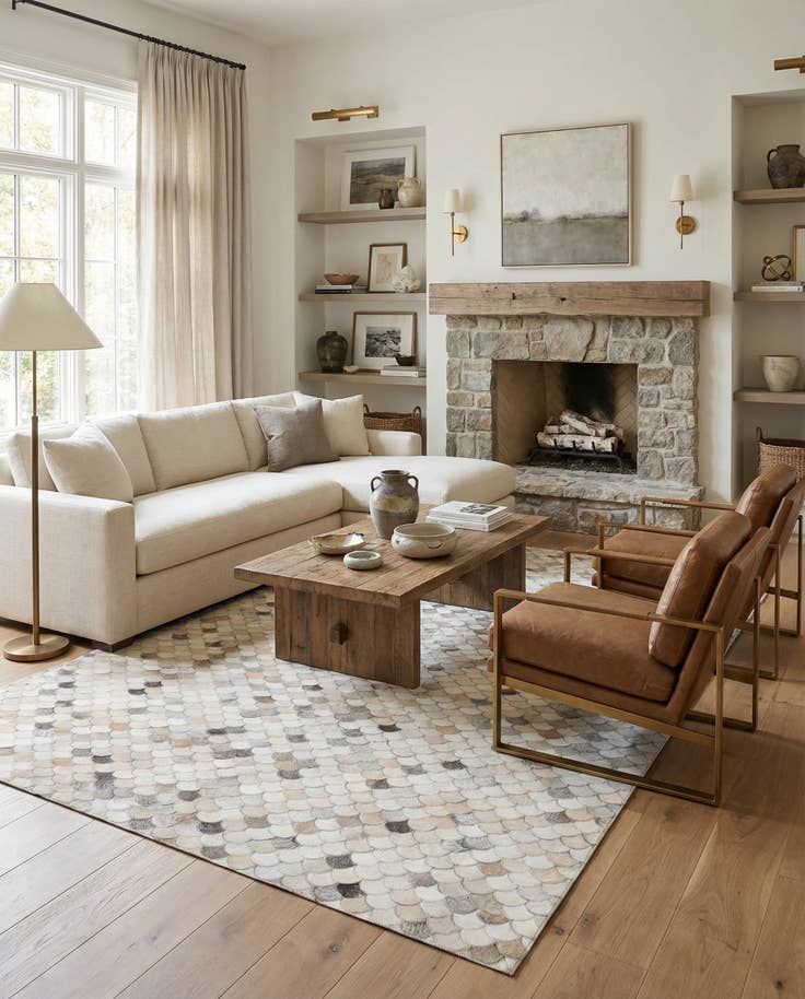Detail image of 5' x 8' 2 Cowhide Leather Rug
