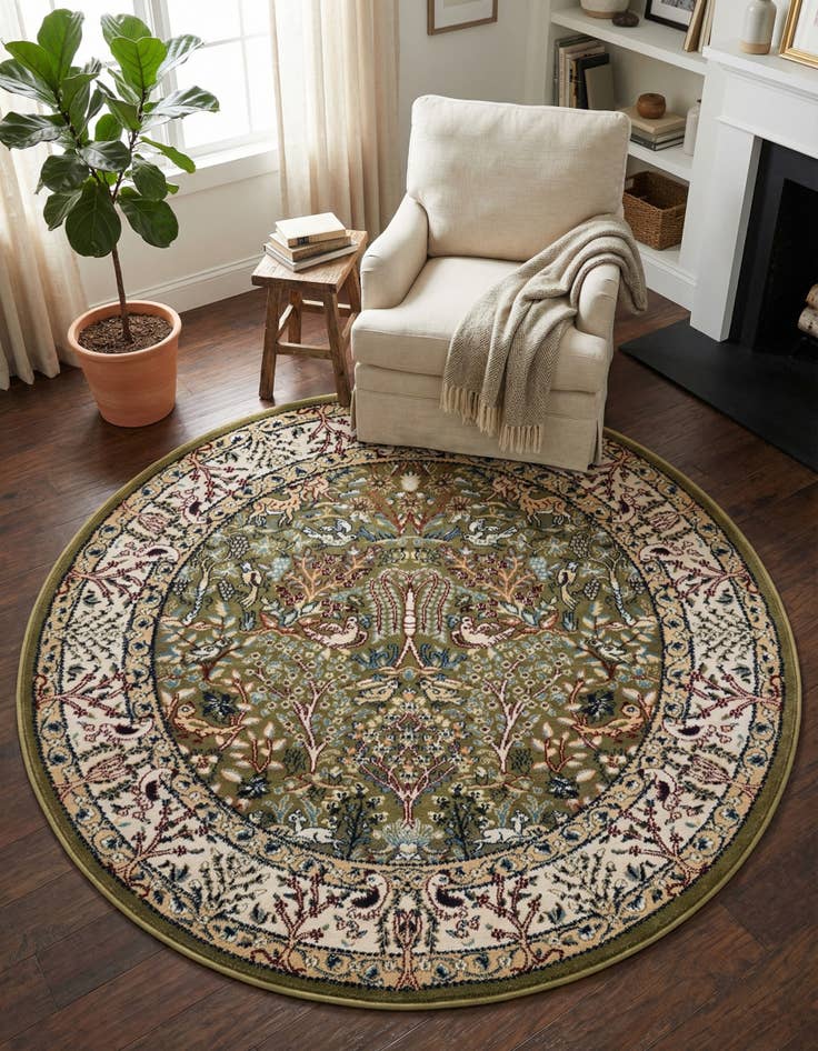 Detail image of 4' x 4' Nain Design Round Rug