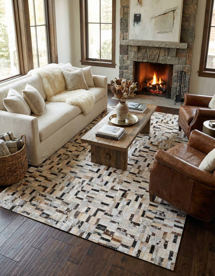 Detail image of  5' x 7' 11 Cowhide - Patchwork Rug