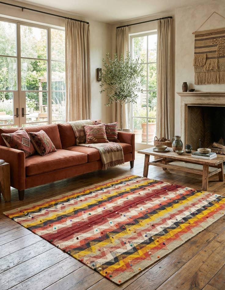 Detail image of 4' 3 x 5' 4 Jajim Square Rug