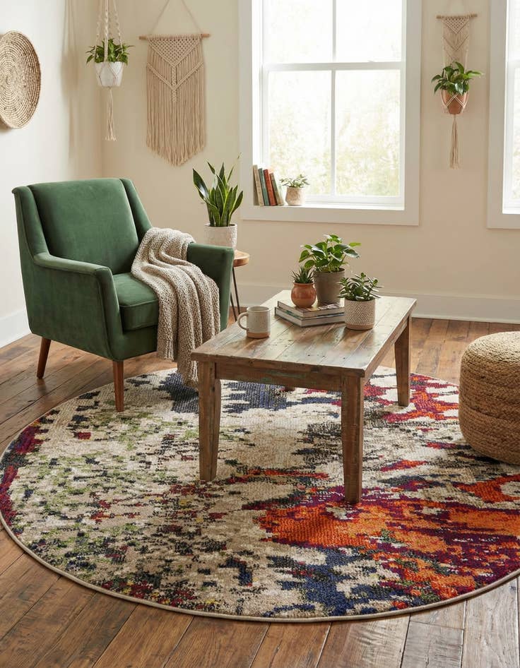 Detail image of 4' x 4'  Washable Haerfest Round Rug