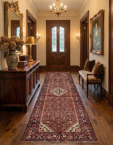 3' 9 x 10' 2 Hand Knotted Hossainabad Persian Wool Runner Rug