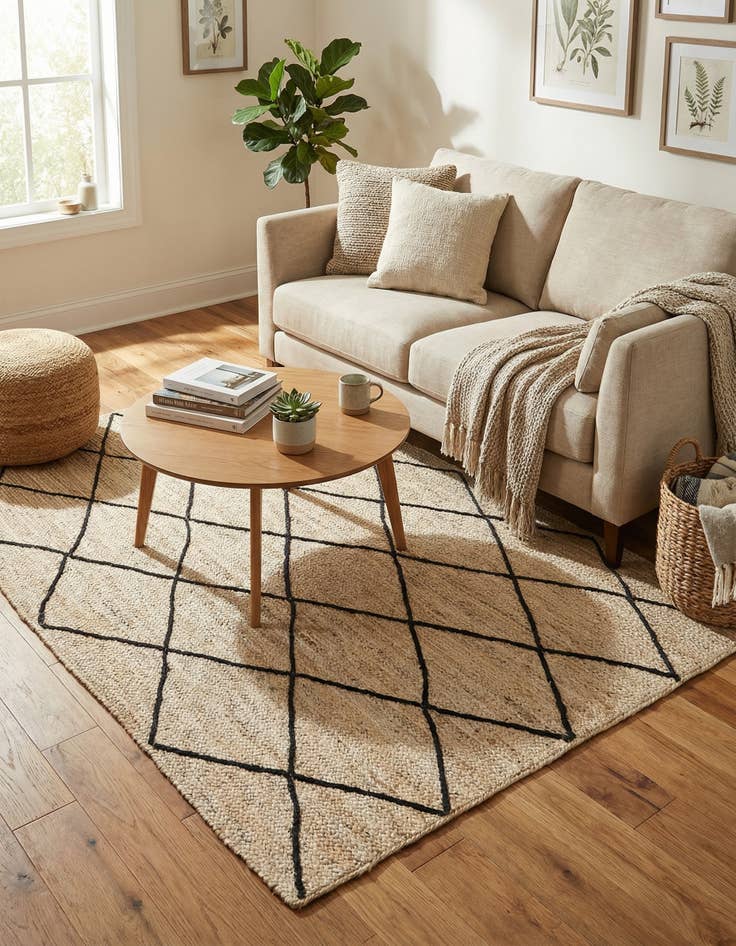 Detail image of  6' 1 x 9'  Hand Braided Jute Rug