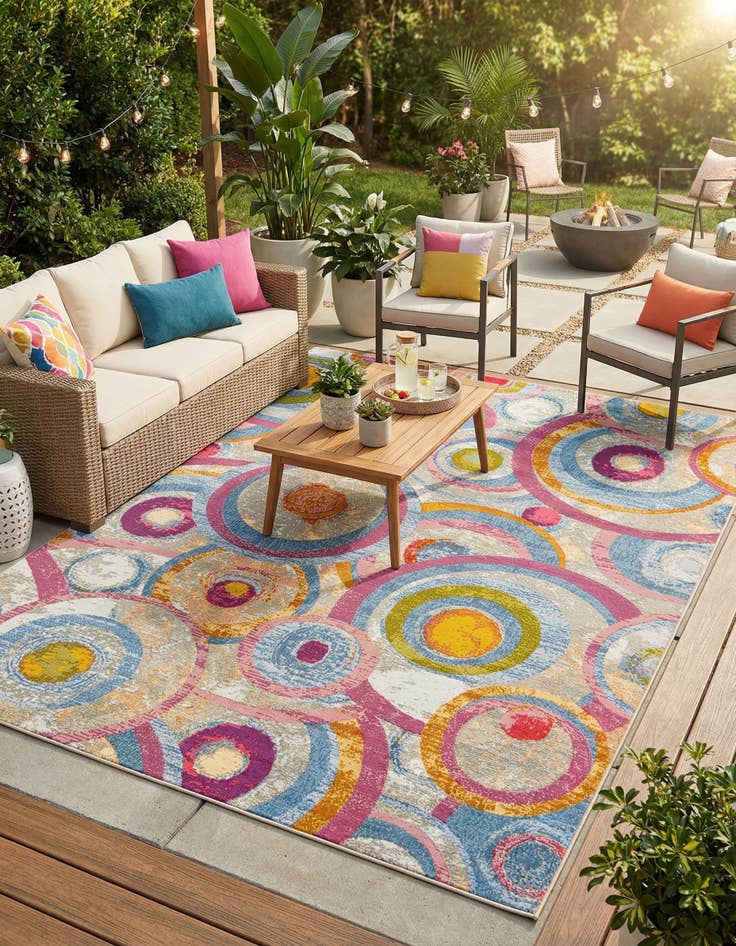 Detail image of 7' 10 x 10' Easy-Clean Modern Indoor / Outdoor Rug