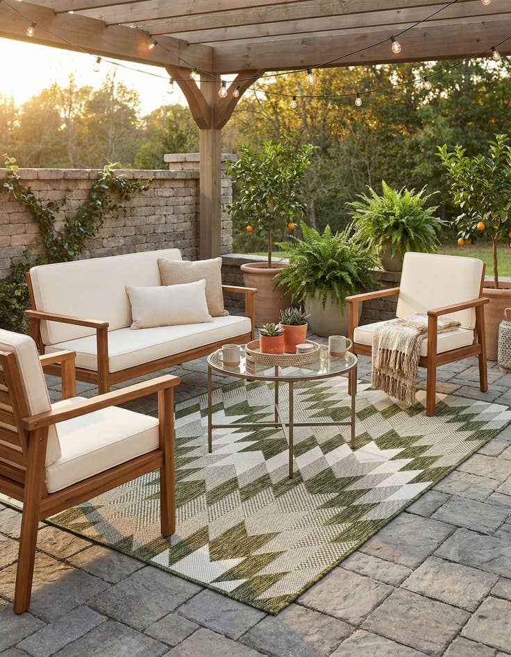 Detail image of 4' x 6'  Washable Modern Indoor / Outdoor Rug