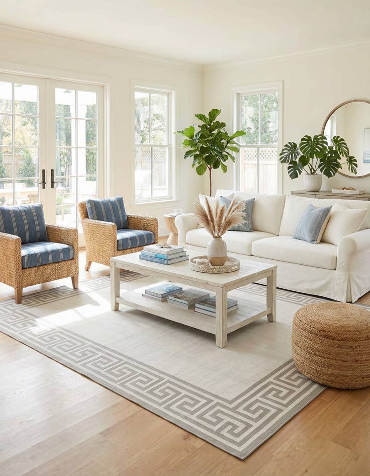 Detail image of 9' x 12'  Washable Coastal Indoor / Outdoor Rug